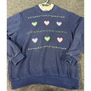 Grandma Shirt Valentine L Sweatshirt Embroidered Double Collar Hearts